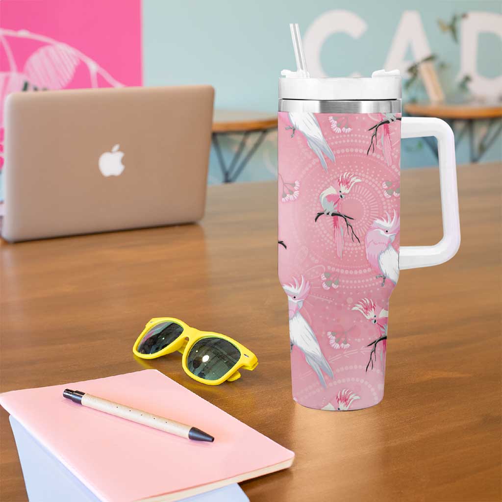 Galah and Gumblossoms Australia Tumbler With Handle Seamless Style Aboriginal Art