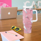 Galah and Gumblossoms Australia Tumbler With Handle Seamless Style Aboriginal Art
