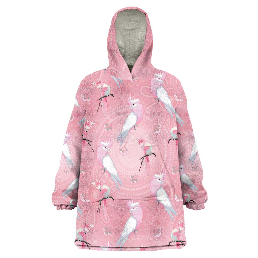 Galah and Gumblossoms Australia Wearable Blanket Hoodie Seamless Style Aboriginal Art