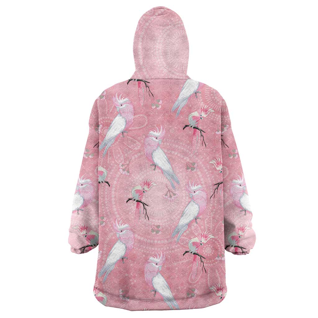 Galah and Gumblossoms Australia Wearable Blanket Hoodie Seamless Style Aboriginal Art