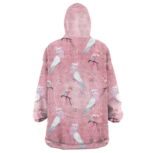 Galah and Gumblossoms Australia Wearable Blanket Hoodie Seamless Style Aboriginal Art