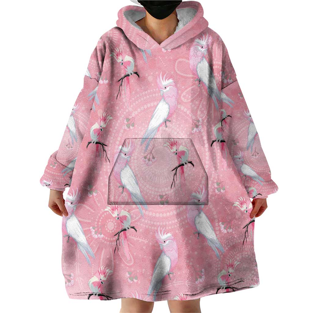 Galah and Gumblossoms Australia Wearable Blanket Hoodie Seamless Style Aboriginal Art