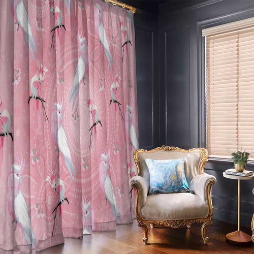 Galah and Gumblossoms Australia Window Curtain Seamless Style Aboriginal Art
