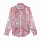Galah and Gumblossoms Australia Women Casual Shirt Seamless Style Aboriginal Art