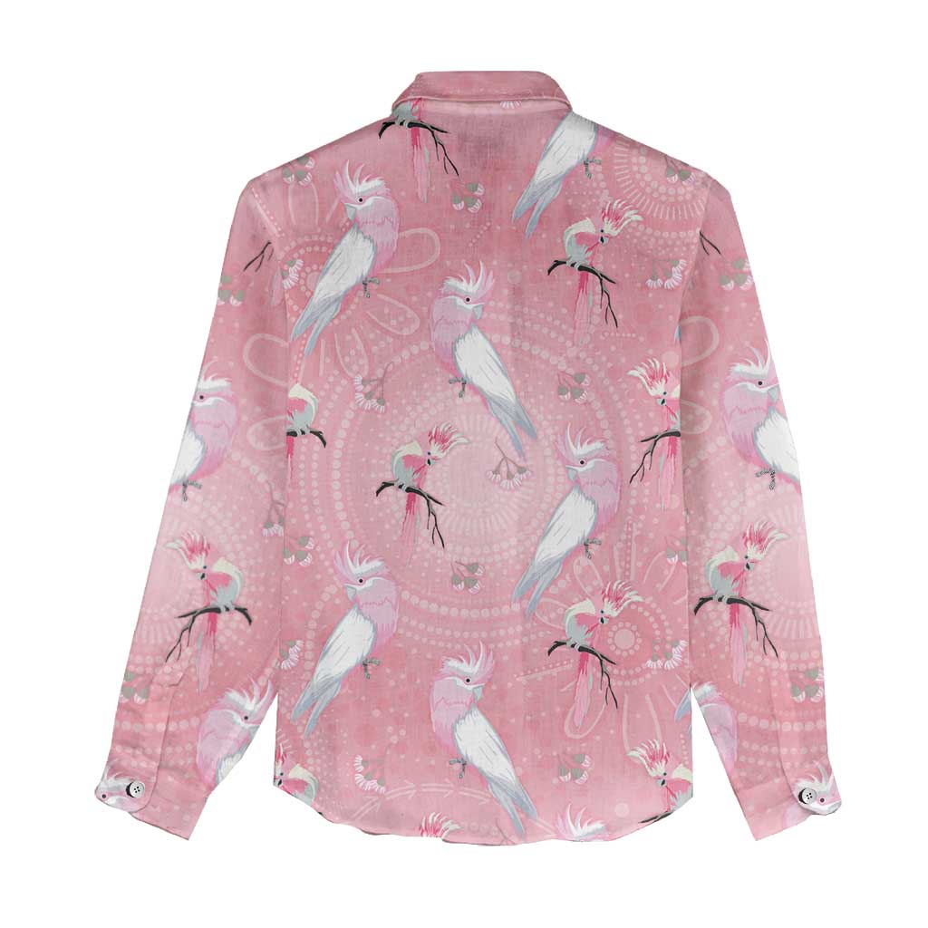 Galah and Gumblossoms Australia Women Casual Shirt Seamless Style Aboriginal Art