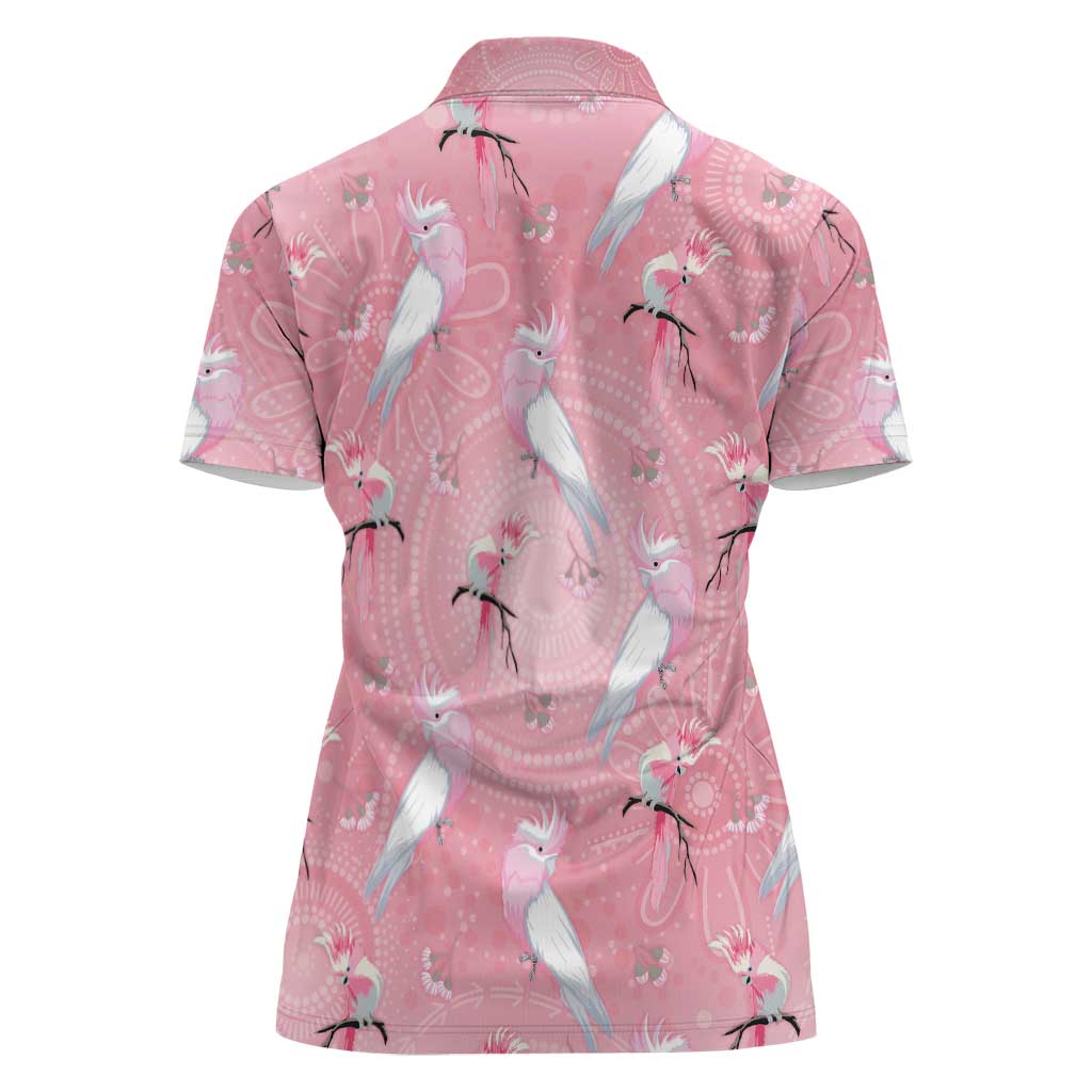 Galah and Gumblossoms Australia Women Polo Shirt Seamless Style Aboriginal Art