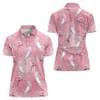 Galah and Gumblossoms Australia Women Polo Shirt Seamless Style Aboriginal Art