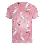 Galah and Gumblossoms Australia Women V-Neck T-Shirt Seamless Style Aboriginal Art
