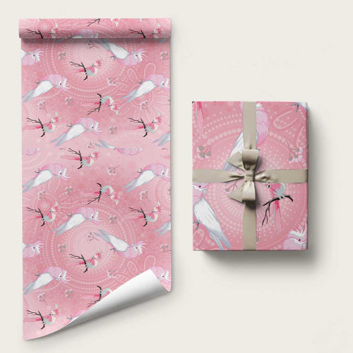 Galah and Gumblossoms Australia Wrapping Paper Seamless Style Aboriginal Art - Aussie Hoodie