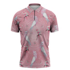Galah and Gumblossoms Australia Zipper Polo Shirt Seamless Style Aboriginal Art - Aussie Hoodie