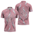 Galah and Gumblossoms Australia Zipper Polo Shirt Seamless Style Aboriginal Art - Aussie Hoodie