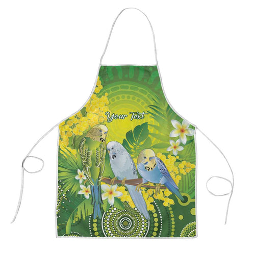 Personalised Budgerigar Australia and Golden Wattle Apron Budgie Aboriginal Art - Aussie Hoodie