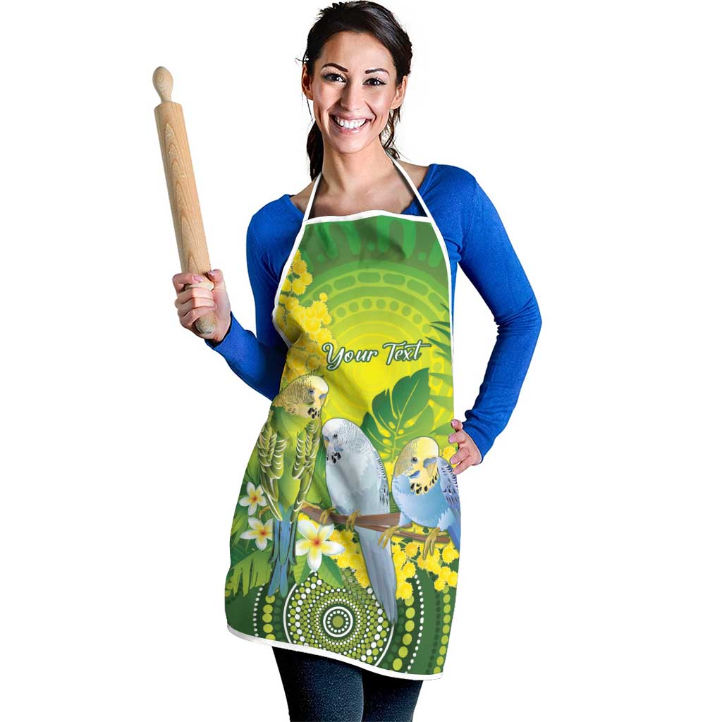 Personalised Budgerigar Australia and Golden Wattle Apron Budgie Aboriginal Art - Aussie Hoodie