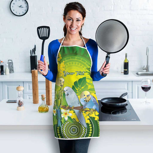 Personalised Budgerigar Australia and Golden Wattle Apron Budgie Aboriginal Art - Aussie Hoodie