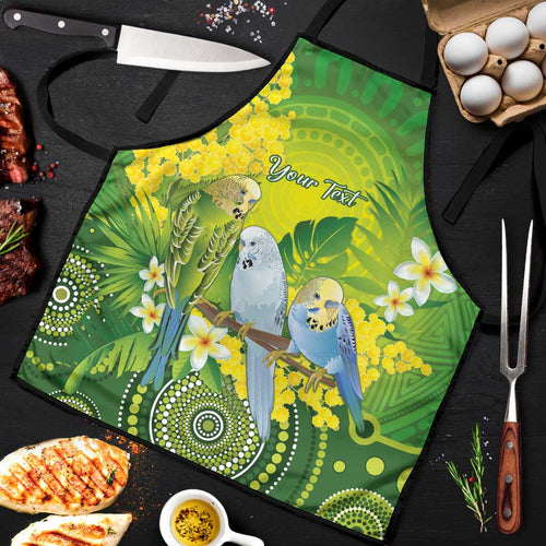 Personalised Budgerigar Australia and Golden Wattle Apron Budgie Aboriginal Art - Aussie Hoodie