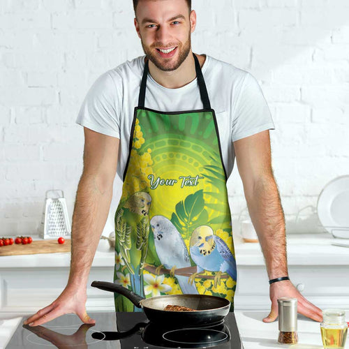 Personalised Budgerigar Australia and Golden Wattle Apron Budgie Aboriginal Art - Aussie Hoodie