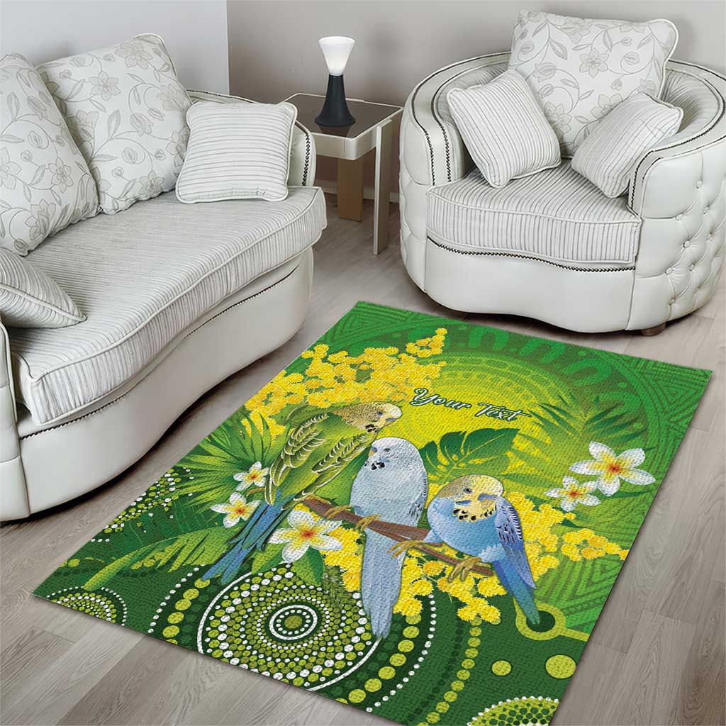 Personalised Budgerigar Australia and Golden Wattle Area Rug Budgie Aboriginal Art