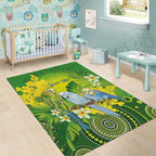 Personalised Budgerigar Australia and Golden Wattle Area Rug Budgie Aboriginal Art