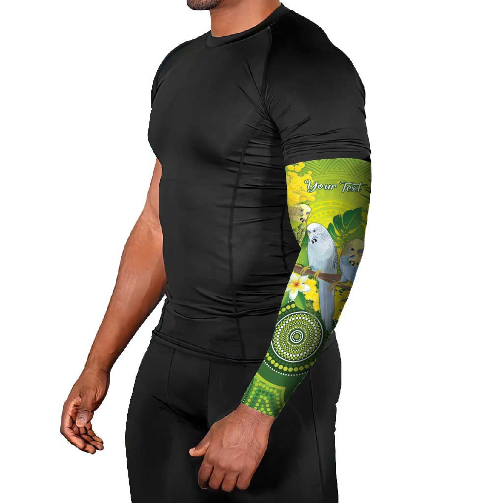 Personalised Budgerigar Australia and Golden Wattle Arm Sleeves Budgie Aboriginal Art - Aussie Hoodie