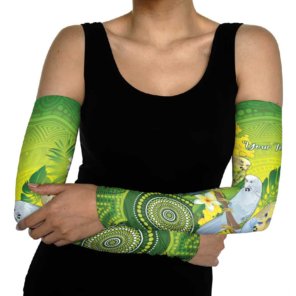 Personalised Budgerigar Australia and Golden Wattle Arm Sleeves Budgie Aboriginal Art - Aussie Hoodie