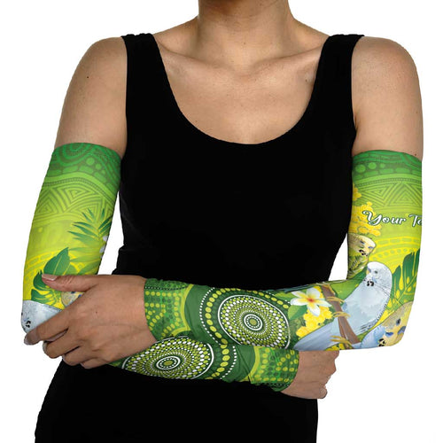 Personalised Budgerigar Australia and Golden Wattle Arm Sleeves Budgie Aboriginal Art - Aussie Hoodie