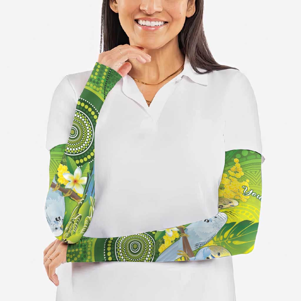 Personalised Budgerigar Australia and Golden Wattle Arm Sleeves Budgie Aboriginal Art - Aussie Hoodie