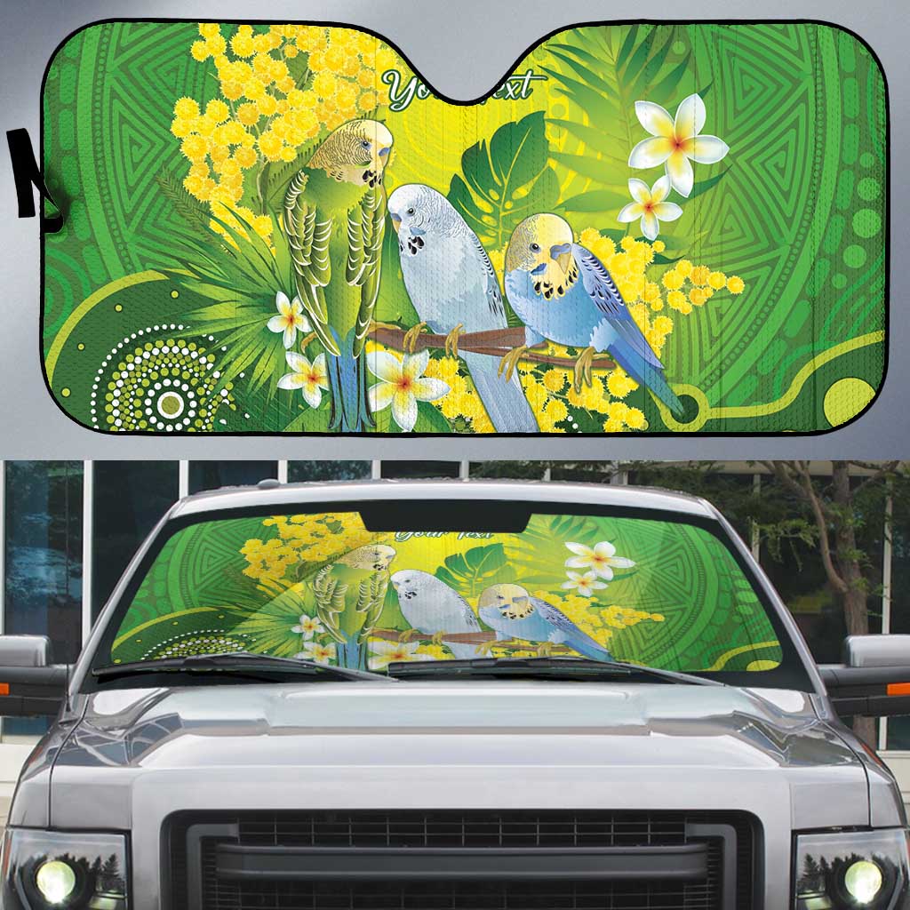Personalised Budgerigar Australia and Golden Wattle Auto Sun Shade Budgie Aboriginal Art - Aussie Hoodie