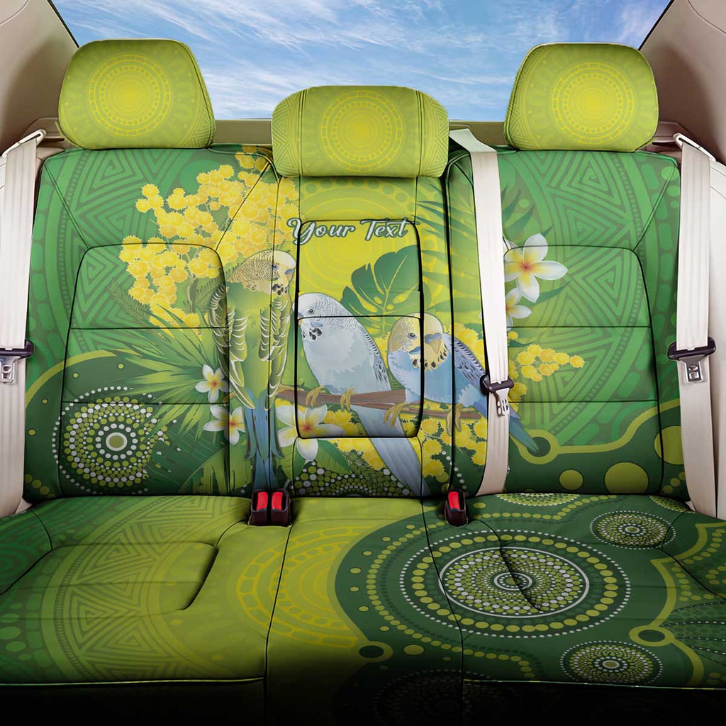 Personalised Budgerigar Australia and Golden Wattle Back Car Seat Cover Budgie Aboriginal Art