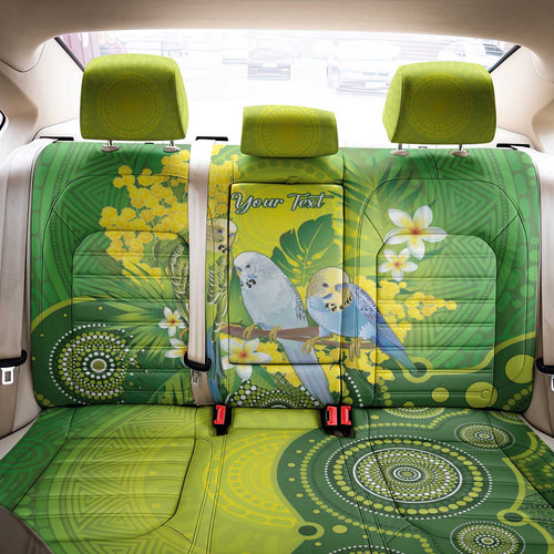 Personalised Budgerigar Australia and Golden Wattle Back Car Seat Cover Budgie Aboriginal Art