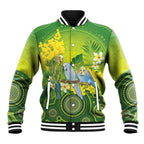 Personalised Budgerigar Australia and Golden Wattle Baseball Jacket Budgie Aboriginal Art