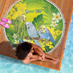 Personalised Budgerigar Australia and Golden Wattle Beach Blanket Budgie Aboriginal Art