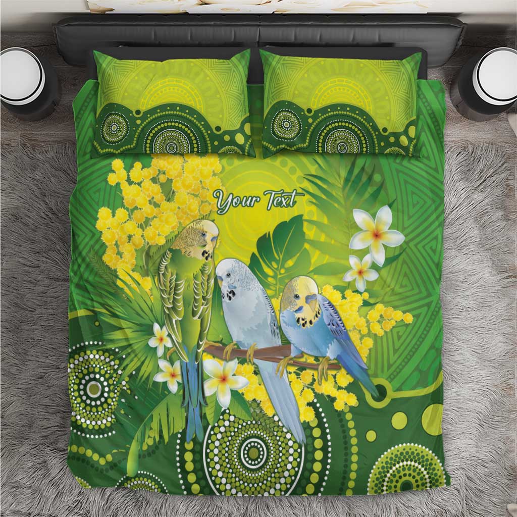 Personalised Budgerigar Australia and Golden Wattle Bedding Set Budgie Aboriginal Art