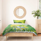 Personalised Budgerigar Australia and Golden Wattle Bedding Set Budgie Aboriginal Art