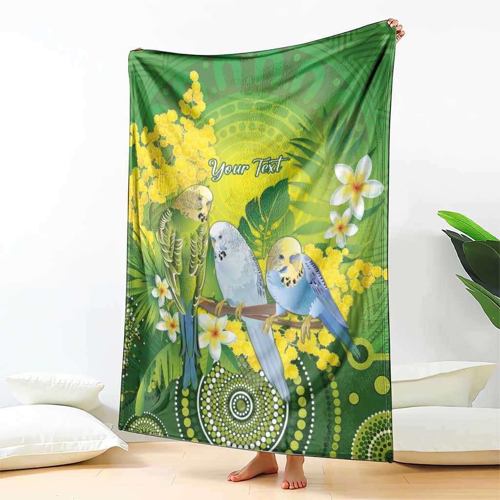 Personalised Budgerigar Australia and Golden Wattle Blanket Budgie Aboriginal Art