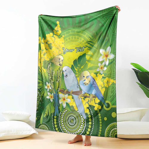 Personalised Budgerigar Australia and Golden Wattle Blanket Budgie Aboriginal Art