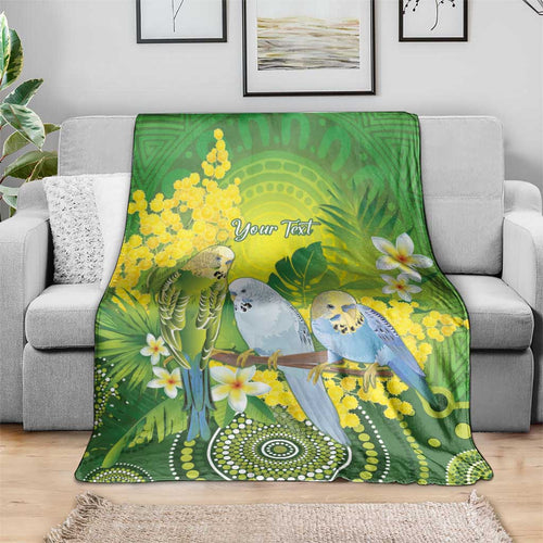 Personalised Budgerigar Australia and Golden Wattle Blanket Budgie Aboriginal Art