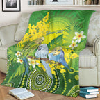 Personalised Budgerigar Australia and Golden Wattle Blanket Budgie Aboriginal Art