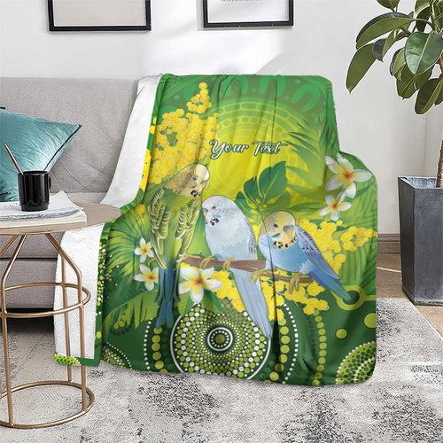 Personalised Budgerigar Australia and Golden Wattle Blanket Budgie Aboriginal Art