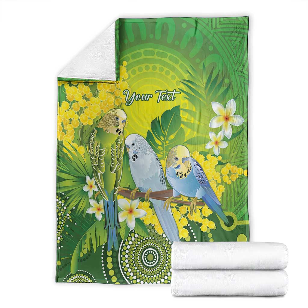 Personalised Budgerigar Australia and Golden Wattle Blanket Budgie Aboriginal Art