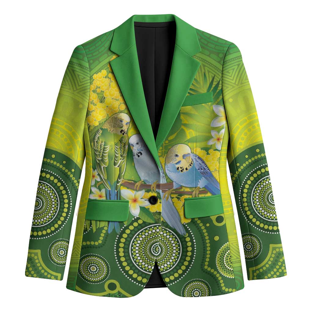 Personalised Budgerigar Australia and Golden Wattle Blazer Budgie Aboriginal Art - Aussie Hoodie