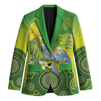 Personalised Budgerigar Australia and Golden Wattle Blazer Budgie Aboriginal Art - Aussie Hoodie