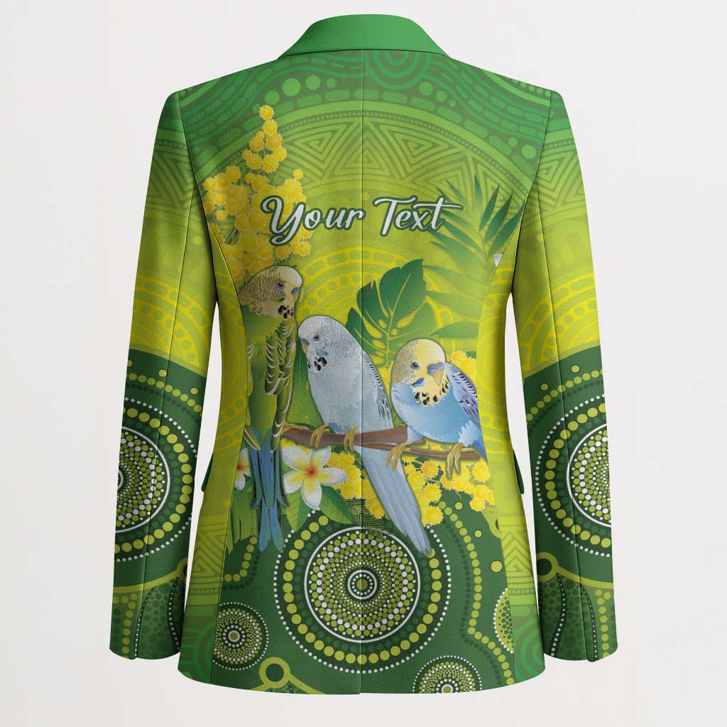 Personalised Budgerigar Australia and Golden Wattle Blazer Budgie Aboriginal Art - Aussie Hoodie