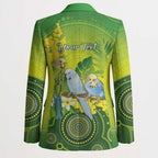 Personalised Budgerigar Australia and Golden Wattle Blazer Budgie Aboriginal Art - Aussie Hoodie