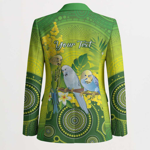 Personalised Budgerigar Australia and Golden Wattle Blazer Budgie Aboriginal Art - Aussie Hoodie
