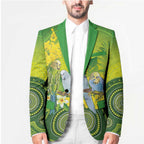 Personalised Budgerigar Australia and Golden Wattle Blazer Budgie Aboriginal Art - Aussie Hoodie