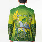 Personalised Budgerigar Australia and Golden Wattle Blazer Budgie Aboriginal Art - Aussie Hoodie