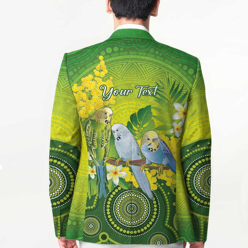 Personalised Budgerigar Australia and Golden Wattle Blazer Budgie Aboriginal Art - Aussie Hoodie