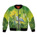 Personalised Budgerigar Australia and Golden Wattle Bomber Jacket Budgie Aboriginal Art