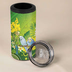 Personalised Budgerigar Australia and Golden Wattle 4 in 1 Can Cooler Tumbler Budgie Aboriginal Art