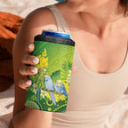 Personalised Budgerigar Australia and Golden Wattle 4 in 1 Can Cooler Tumbler Budgie Aboriginal Art